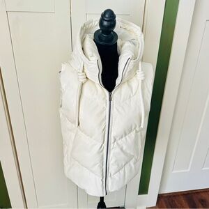 White Puffer Vest with Hood